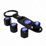 Universal Black Car Wheel Tyre Tire Valves Dust Stems Air Caps Keychain Emblem F