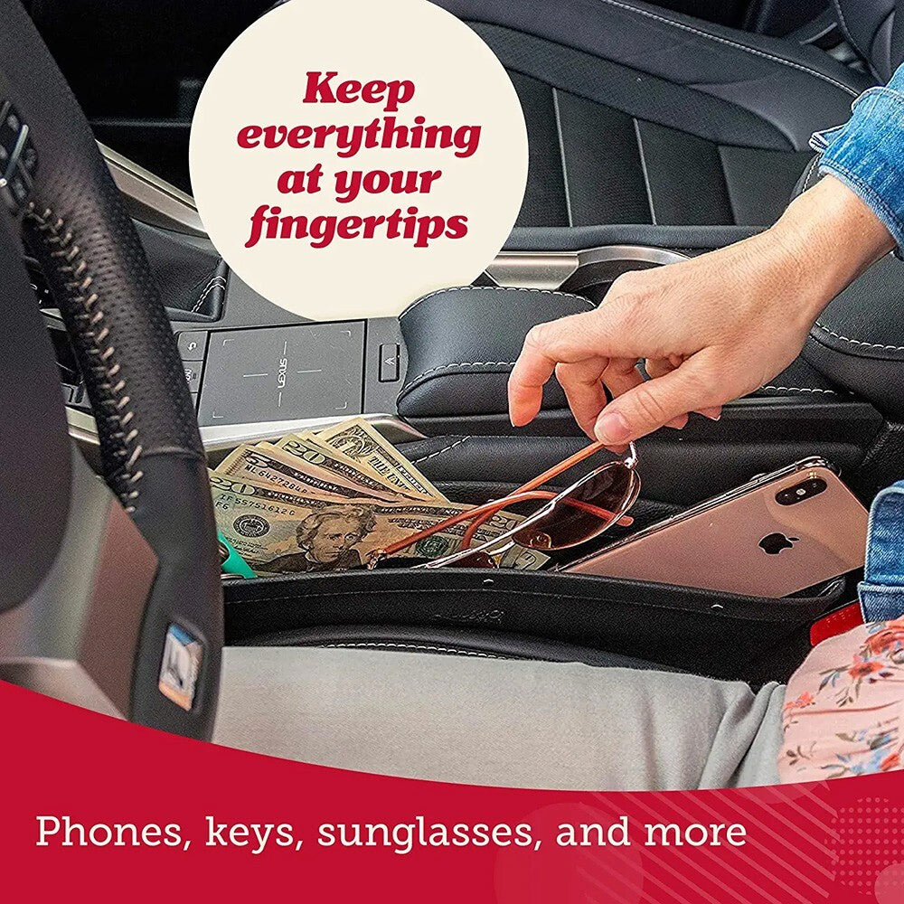 2x Car Seat Console Gap Filler Side Organizer PU Leather Catch Caddy Coin Pocket