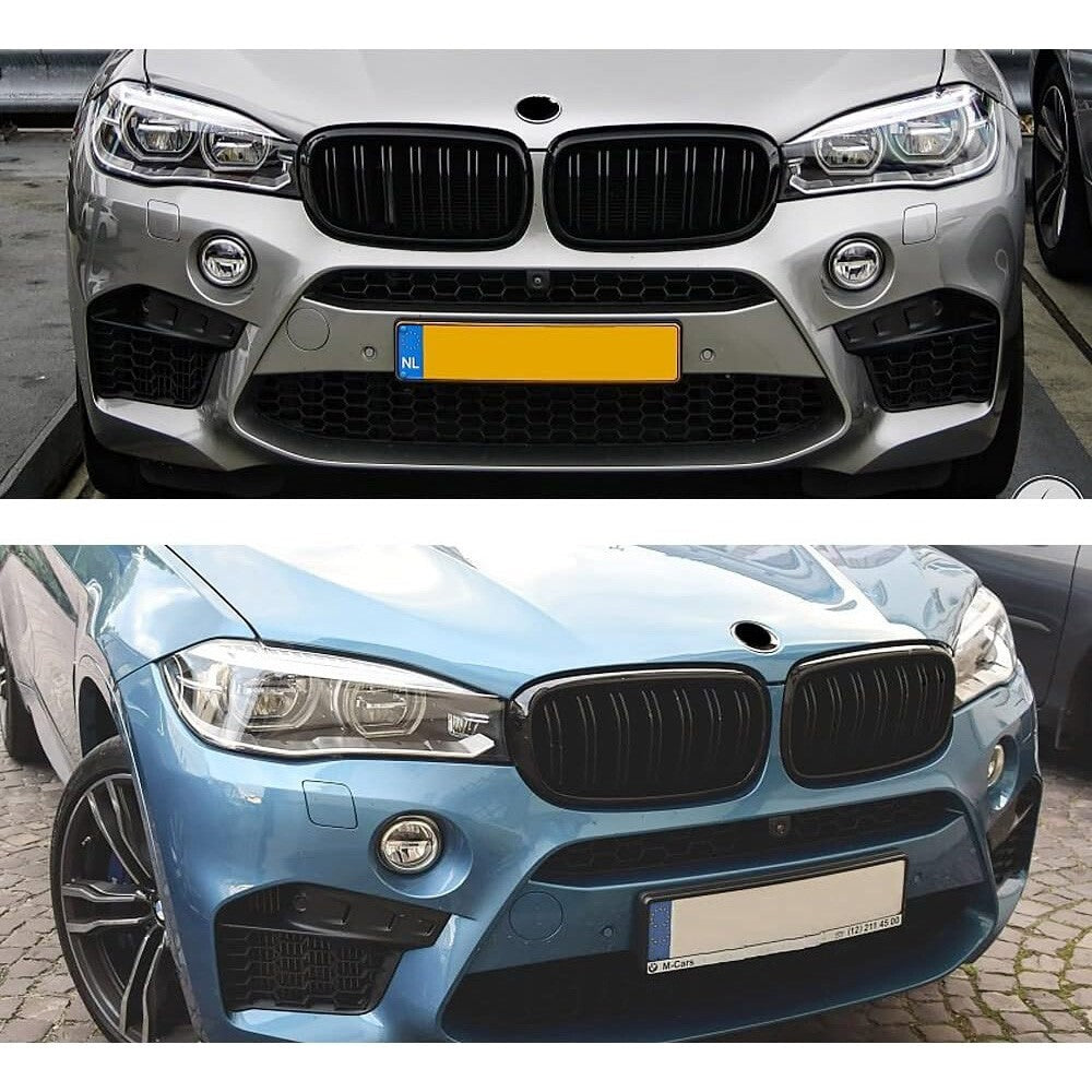 Front Kidney Grill For BMW F15 X5 F85 X5M F16 X6 F86 X6M Gloss Black Double Slat