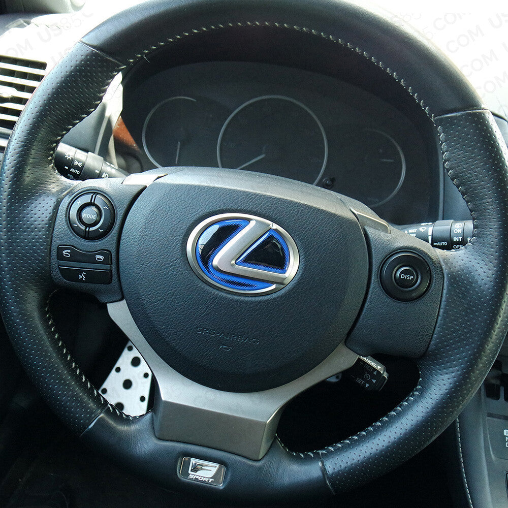 Lexus Car Interior 3D Blue Hybrid Steering Wheel Logo Badge Emblem Decoration