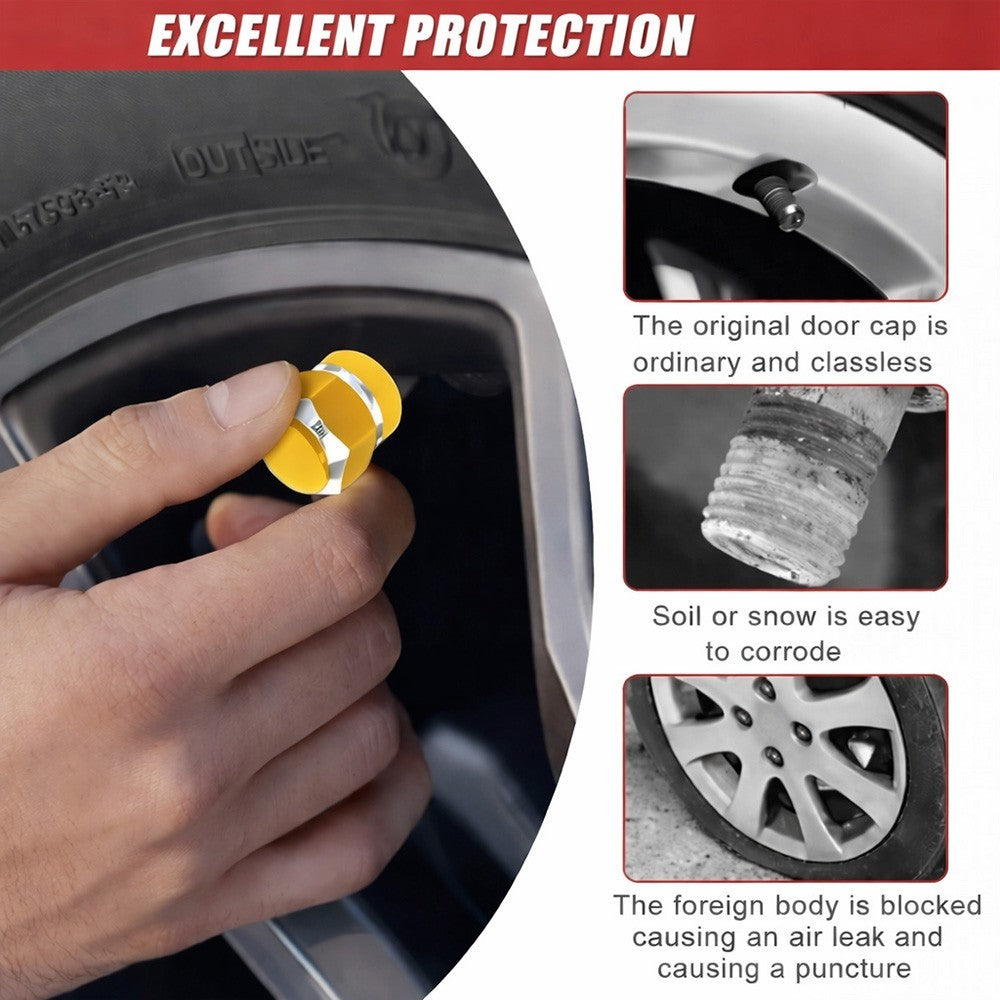4pcs Universal Car Tire Wheel Valve Stem Caps Hex Design Dust Cover Accessories
