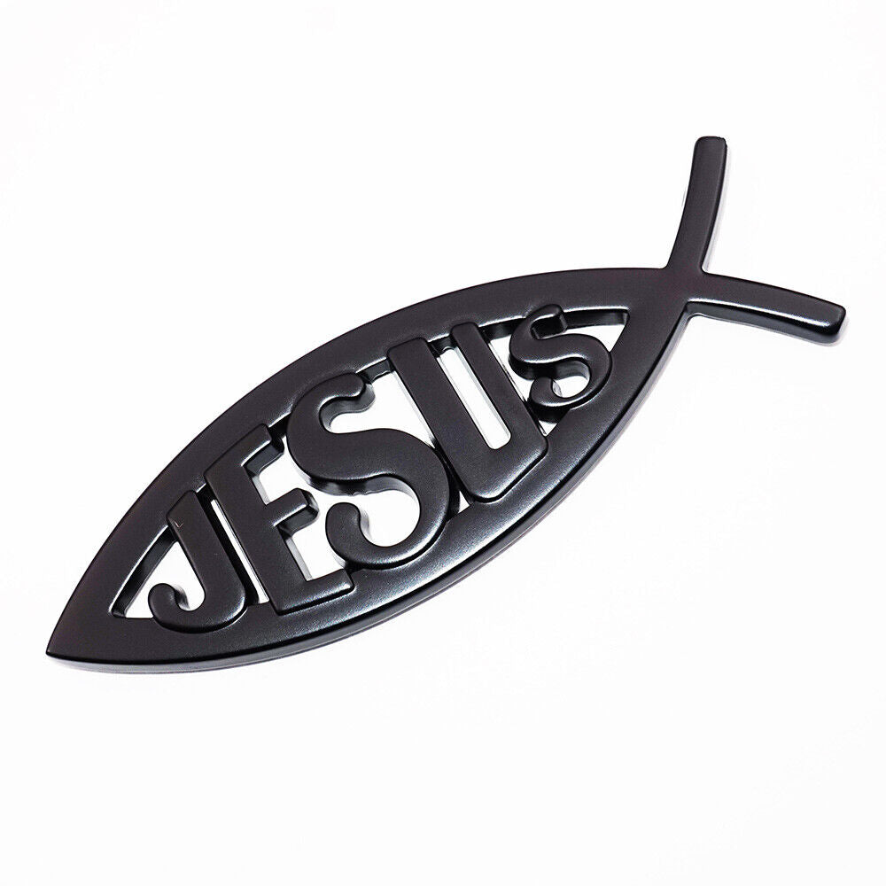 Universal 3D Fashion Metal Jesue Fish Cross Car Decal Sticker Decoration