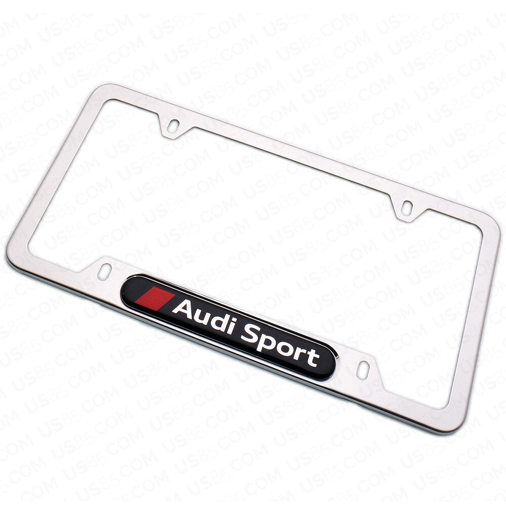 Chrome Stainless Steel Front Rear Audi Sport Logo License Plate Frame Cover Gift