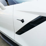 2x Corvette C7 Matte Black Fender Stingray Mako Shark Logo Badge Emblem Sport