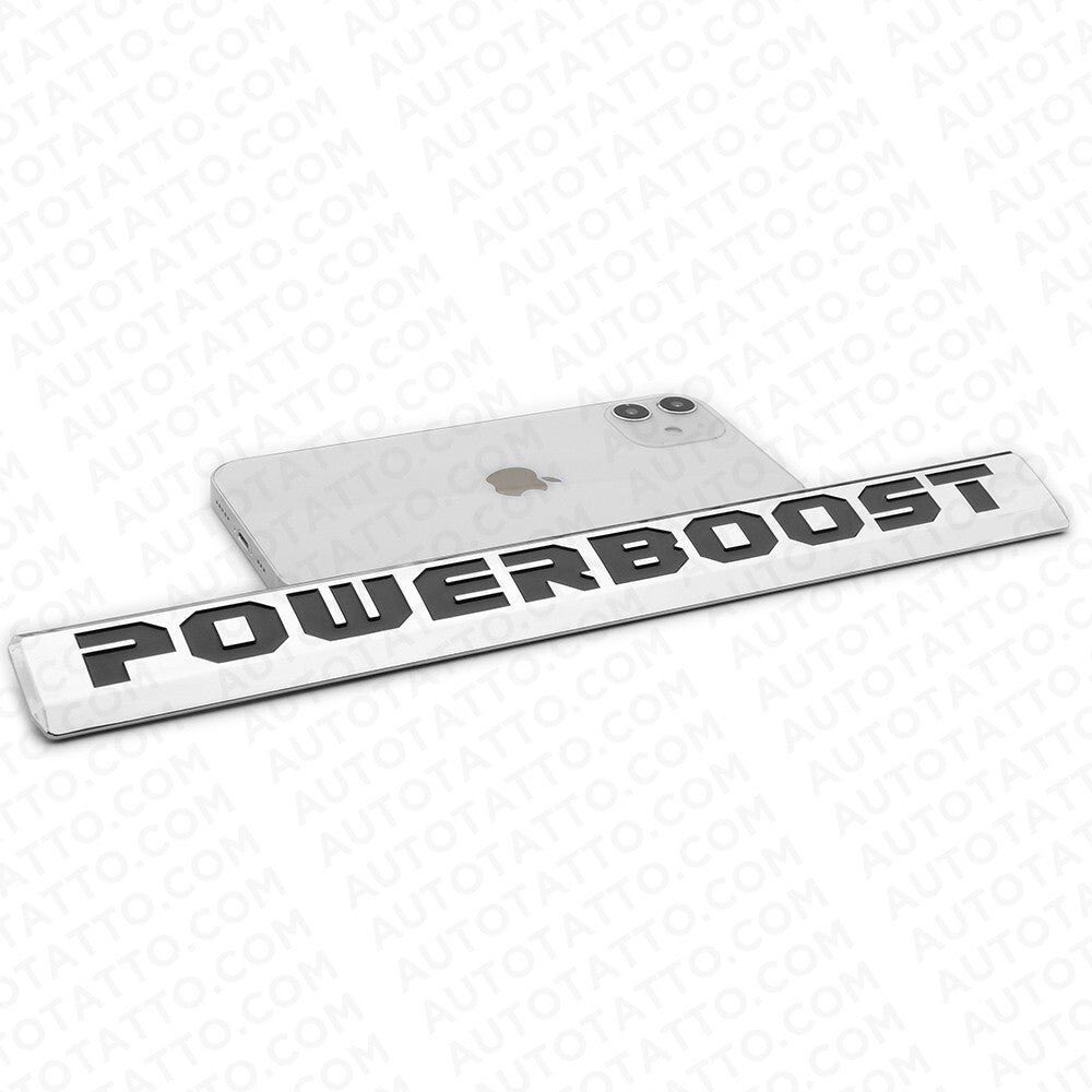 2x POWERBOOST Latter Emblem Left Door Chrome 10x1 inches 2019-2023 F-150