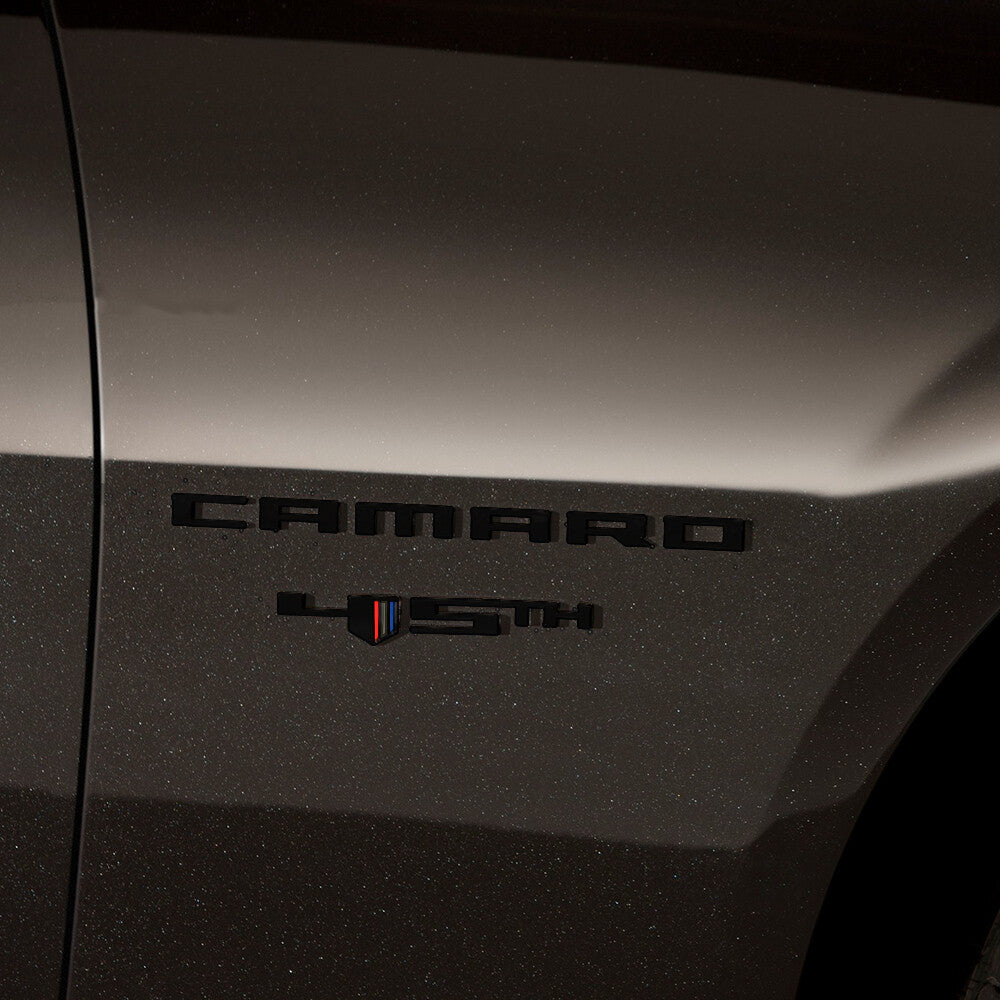 2x Chevrolet Camaro 45TH Anniversary Fender Badge Sport Adhesive Emblem Black