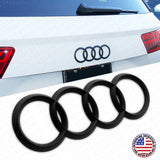 17-19 AUDI Q7 Matte Black Rear Trunk Liftgate Rings Badge Logo Emblem Decorate