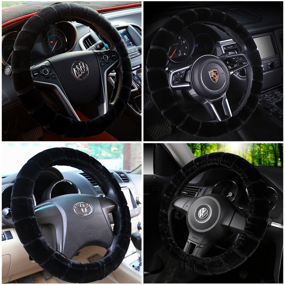 Universal Soft Warm Bamboo Style Faux Fur Car Steering Wheel Cover Decoration