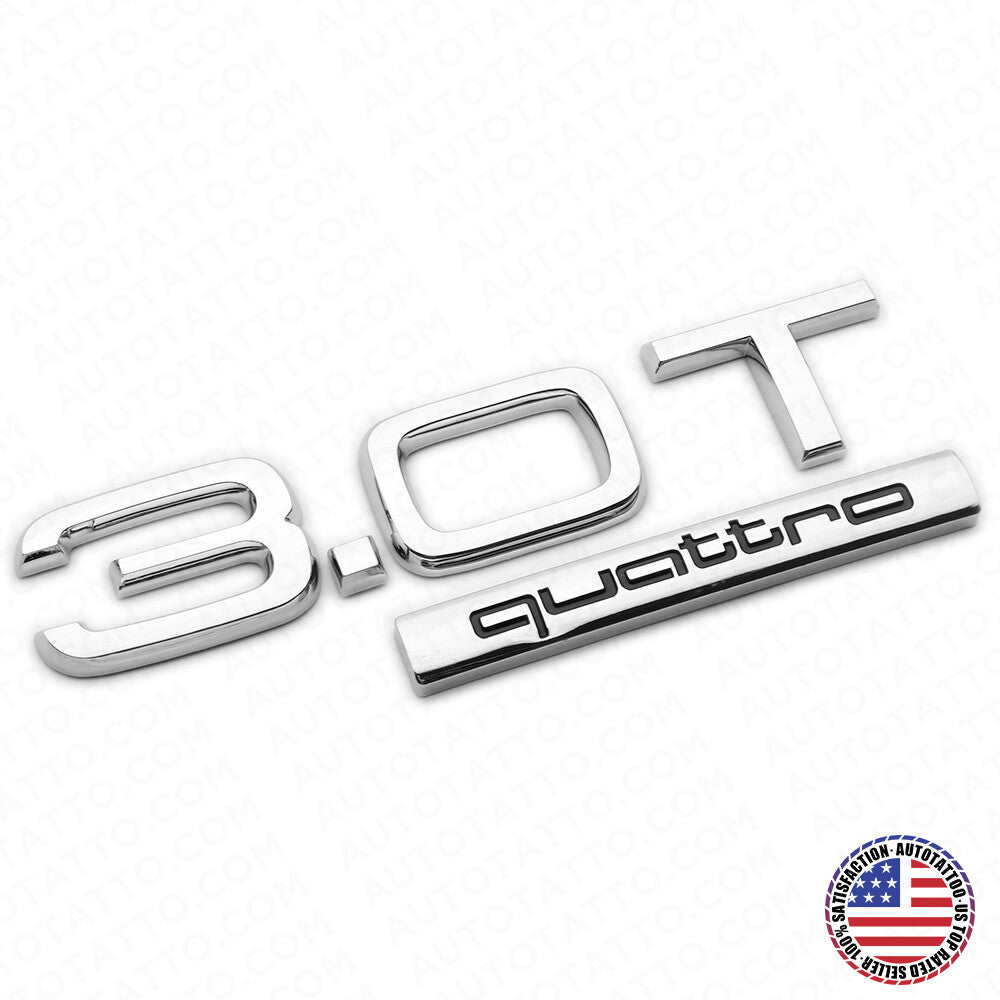 04-22 Audi Rear Trunk Deck Lid 3.0T Quattro Nameplate Emblem Logo Badge Chrome