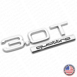 04-22 Audi Rear Trunk Deck Lid 3.0T Quattro Nameplate Emblem Logo Badge Chrome