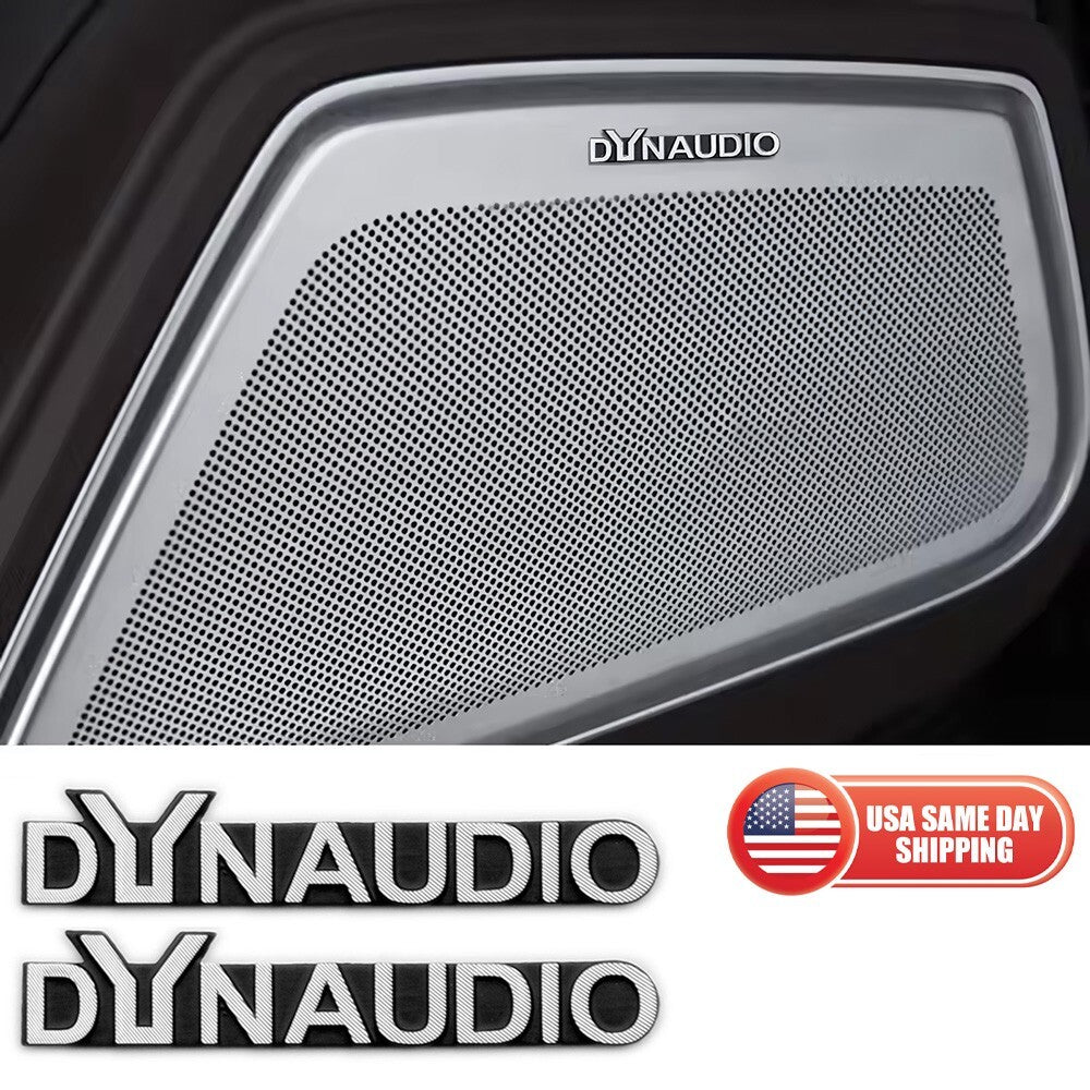 2pcs  Dynaudio Aluminum Logo Emblem Car Door Speaker Badge Decal Replacement