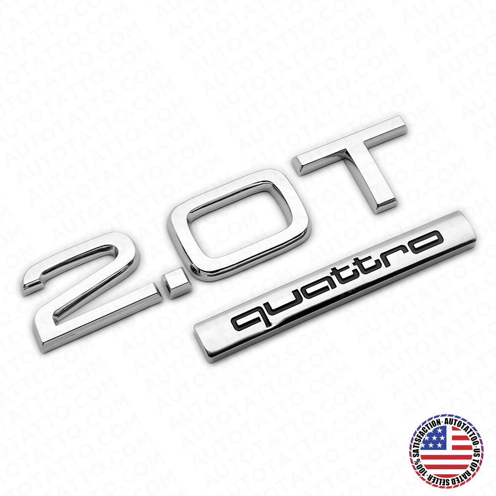 04-22 Audi Rear Trunk Deck Lid 2.0T Quattro Nameplate Emblem Logo Badge Chrome