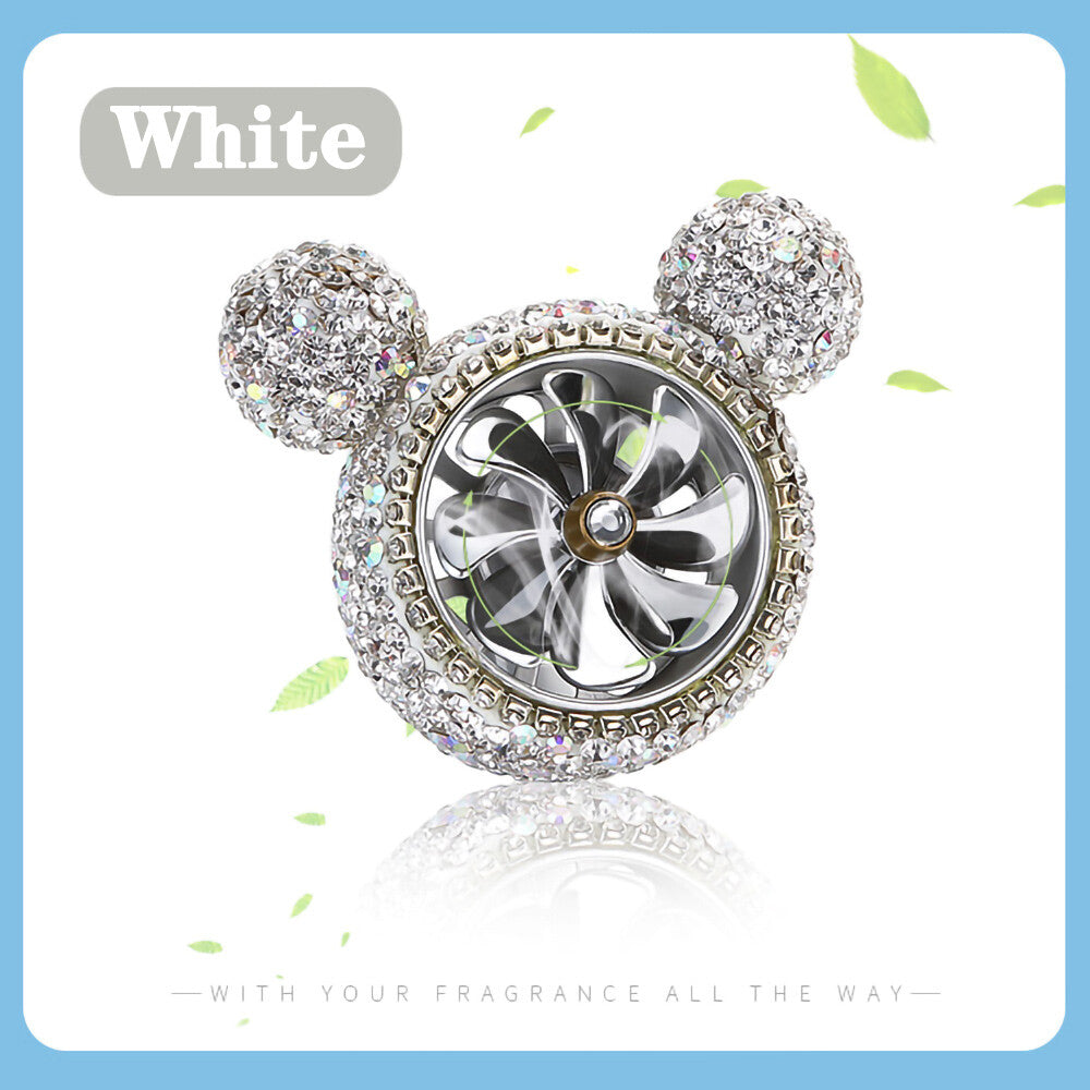 Crystal Bling Diamond Fragrance Mickey Fan Car Air Fresher Vent Perfume Clip
