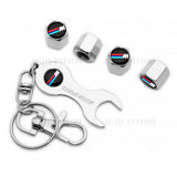 4pcs Hex M Power Sport Car Tire Wheels Air Stem Dust Valve Cap Cover + Keychain