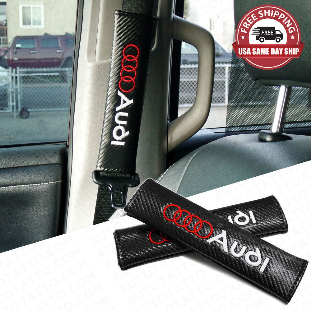Audi Sport Car Carbon Seat Belt Cover Safety Shoulder Strap Cushion Pad Harness