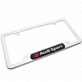 Chrome Stainless Steel Front Rear Audi Sport Logo License Plate Frame Cover Gift