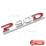 Tesla Liftgate P90D Performance Nameplate Logo Badge Emblem Sport Chrome Red