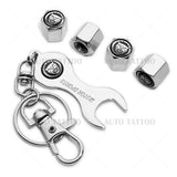 4pcs Hex Jaguar Car Tire Wheels Air Stem Dust Valve Cap Cover + Keychain Ring