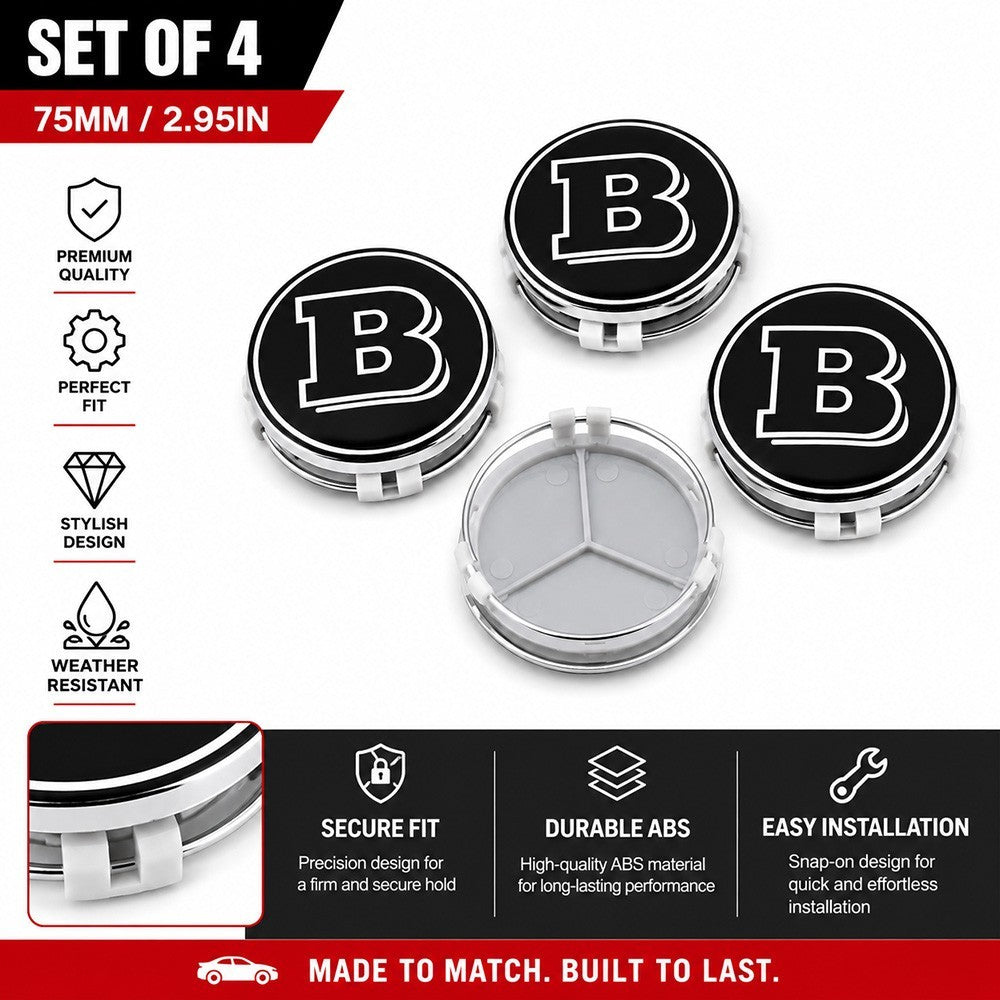 4x Brabus Wheels Car Center Hub Caps Badge Emblems Mercedes Benz W463 G65