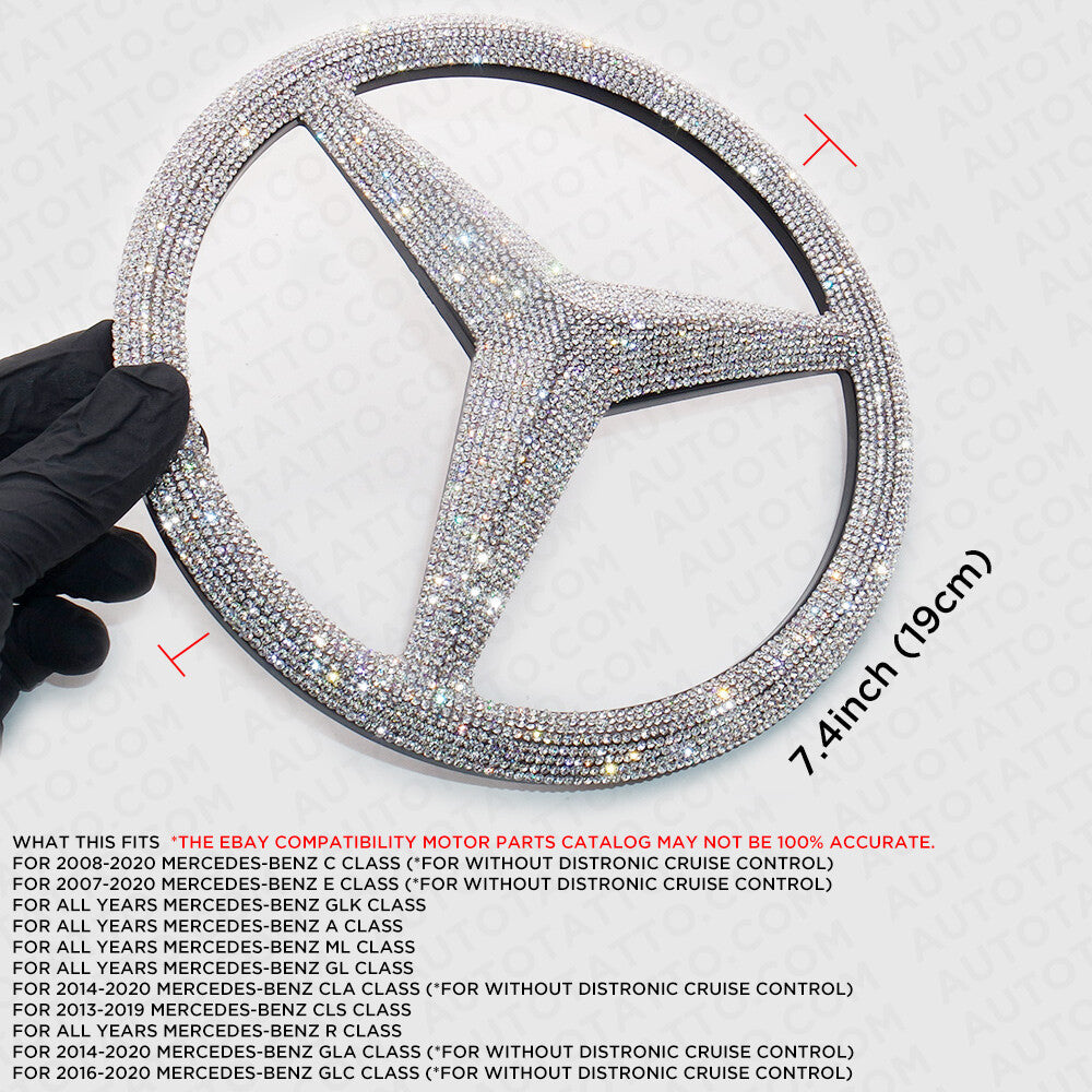For Mercedes Front Grill Overlays Add-On Logo Emblem AMG Sport 3D Diamond Style