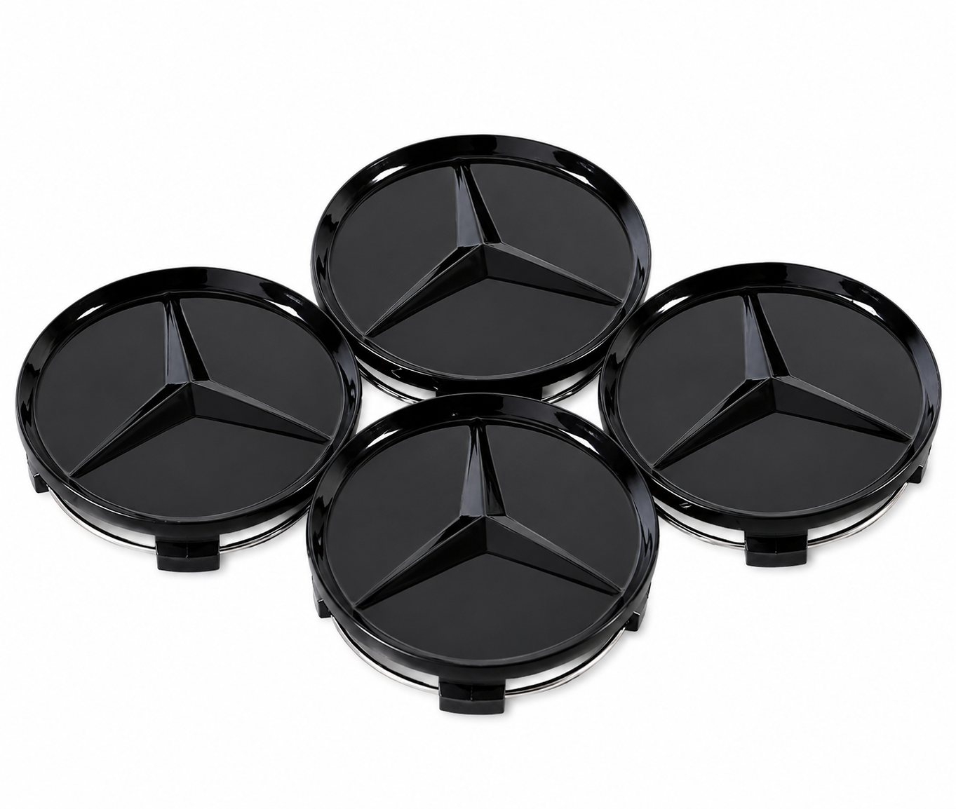 4X Mercedes-Benz Classic Black Wheel Center Hub Caps Emblem 75MM AMG Limited