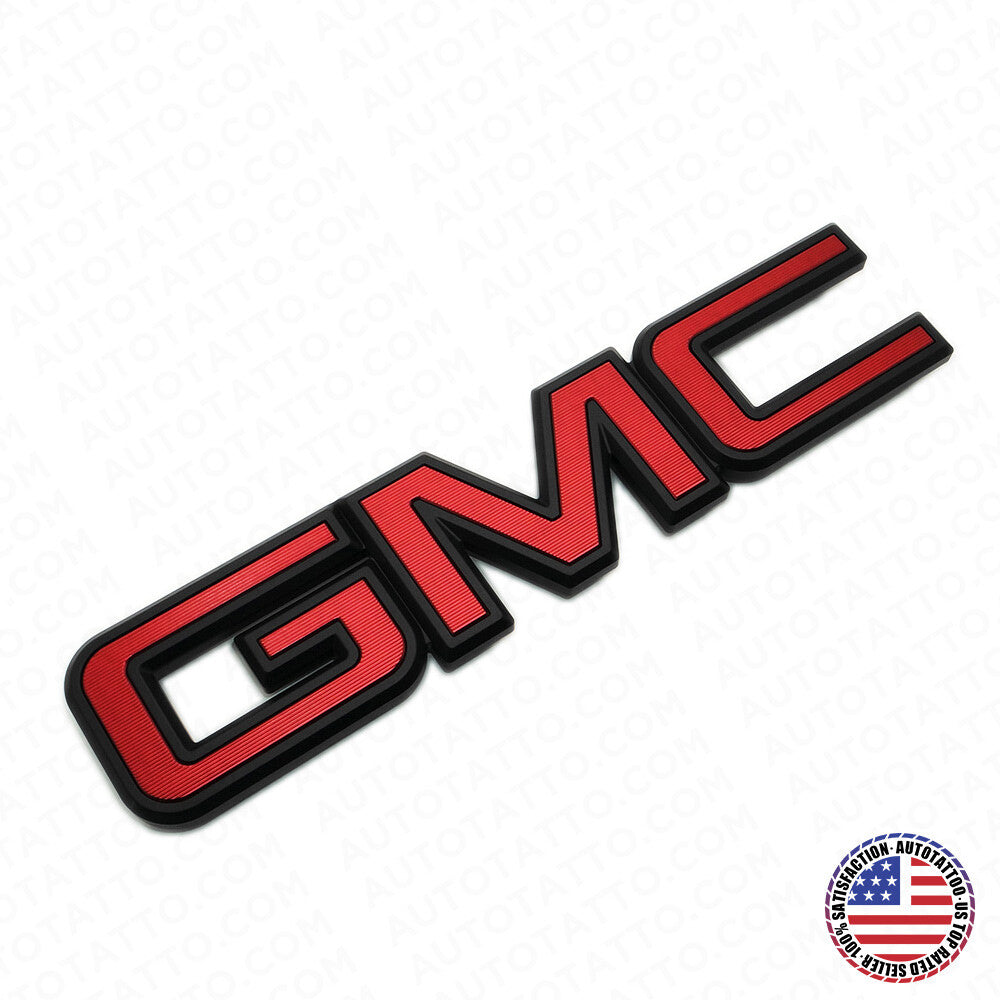 14-19 GMC Sierra Front Grille Letter Logo Emblem Adhesive Nameplate HD Black Red
