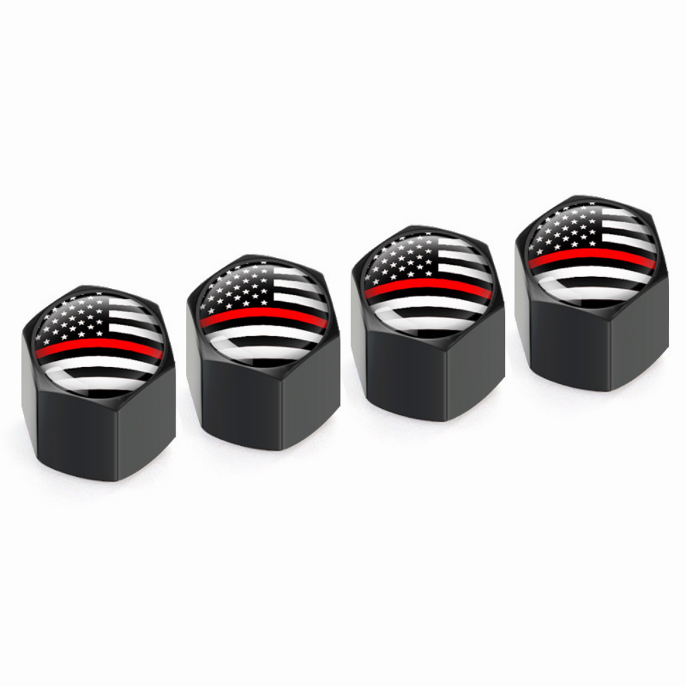 4x Black Red US American Flag Tire Valve Stem Cap for Tundra Sierra Ram F150 250