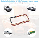 2x Universal Stainless Steel Retro USA American Nations Flag License Plate Frame
