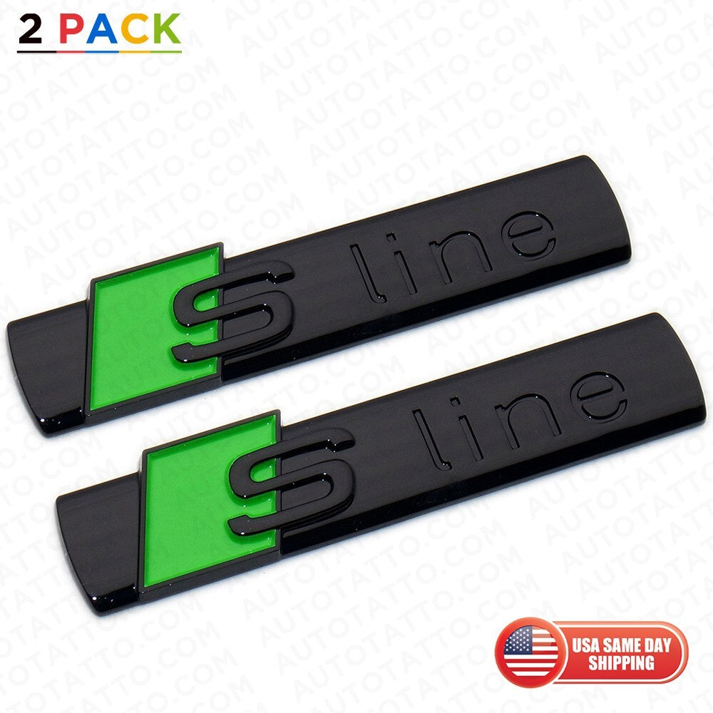 2pcs Sline S LINE Side Fender Marker Emblem Decal Badge Decorate Sport Green
