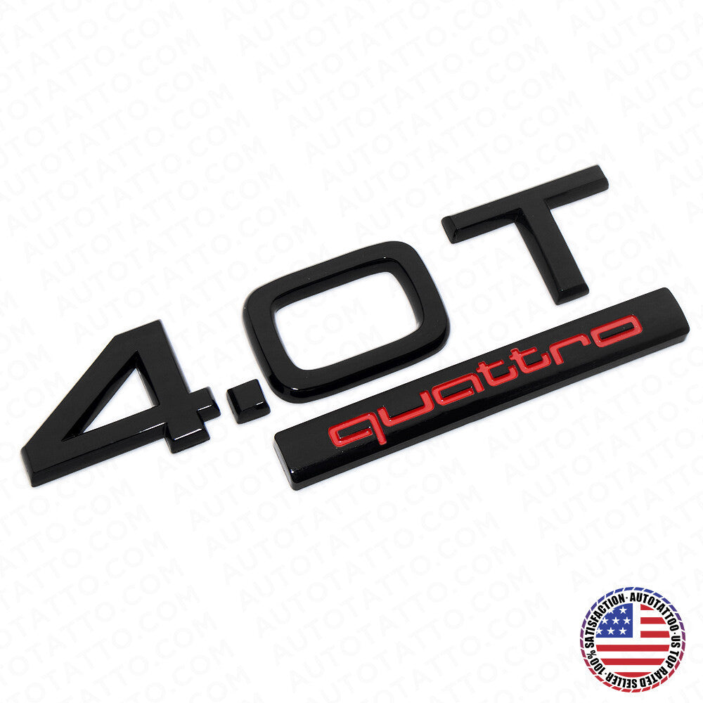 Audi Car Rear Trunk Deck Lid 4.0T Quattro Nameplate Emblem Badge Black Red Sline