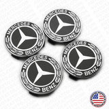 4x Mercedes Wheels Center Cap Hub Star Laurel Black Cover Inserts Sport AMG Set