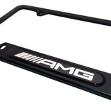 Black Stainless Front Rear Emblem License Plate Frame Cover Gift For AMG Sport