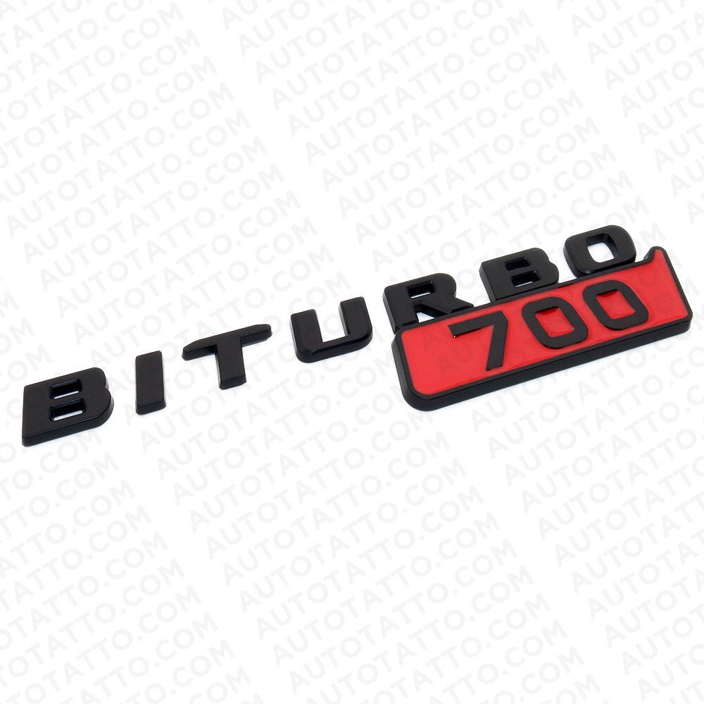 2x Mercedes BRABUS BITURBO 700 Fender Nameplate Badge Marker Emblem Matte Black