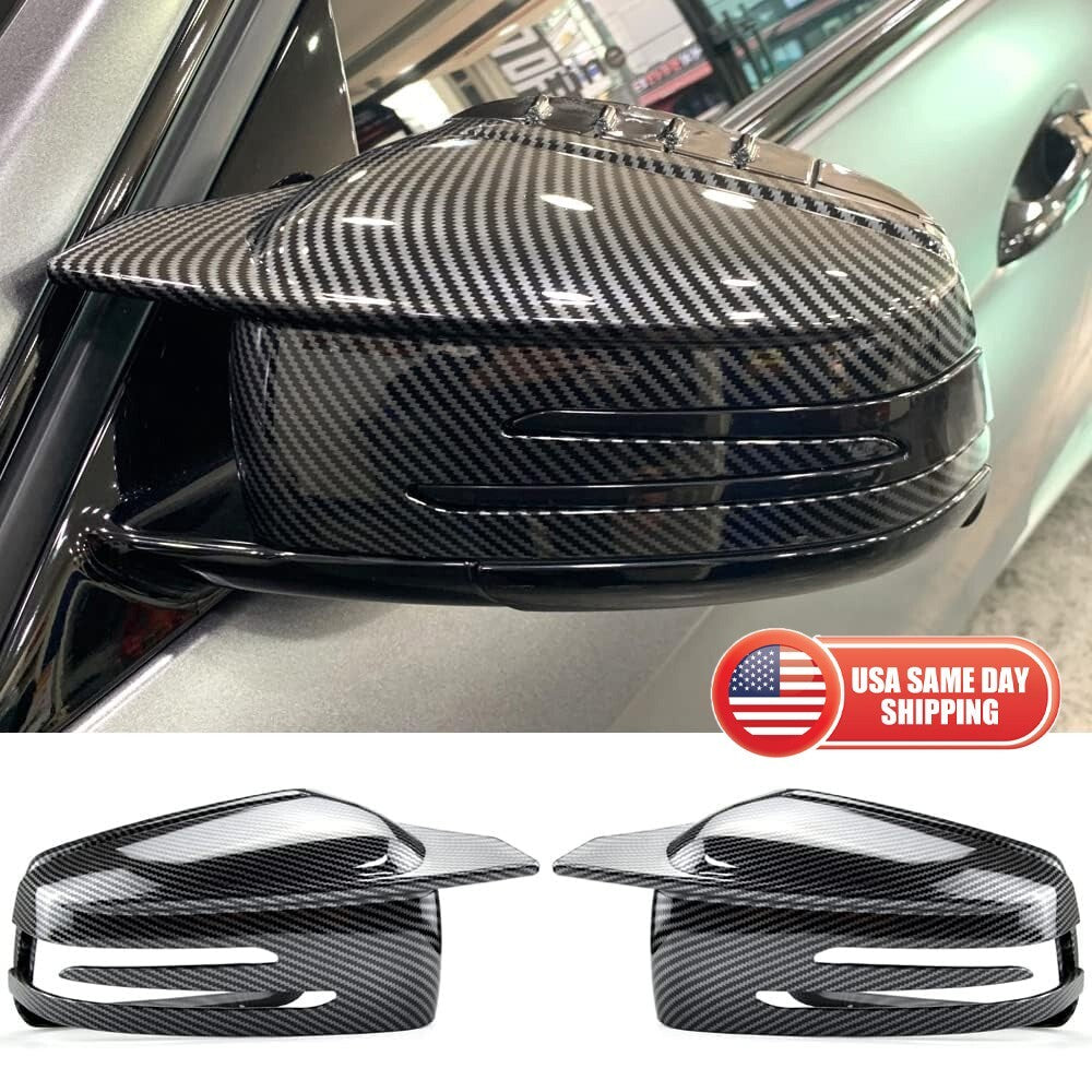 Carbon Fiber Horn Wing Style Mercedes W204 W212 W117 C E S GLA Side Mirror Cover