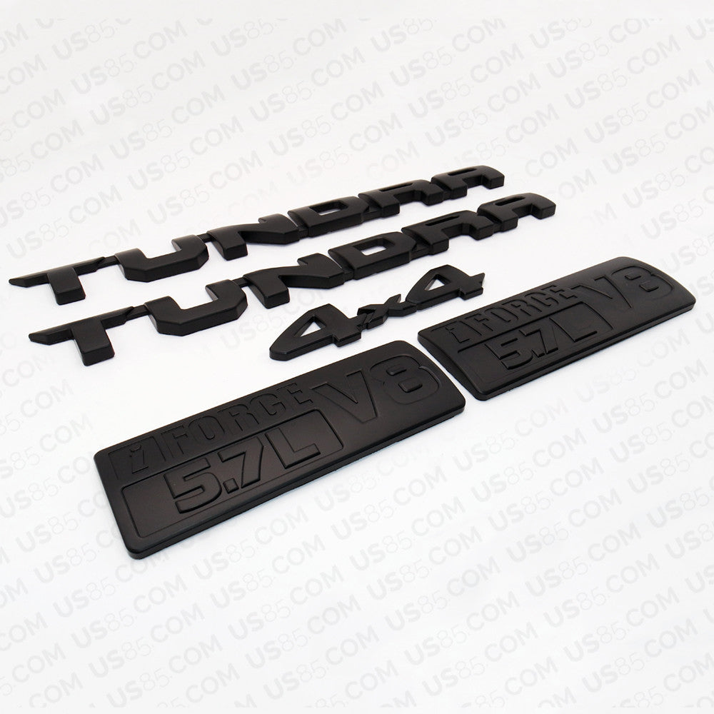 Set 3D Tundra 4x4 I-Force 5.7L V8 TRD PRO Black Out Nameplate Logo Emblem Kit