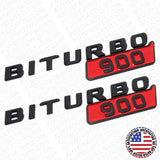 2x Mercedes BRABUS BITURBO 900 Fender Nameplate Badge Marker Emblem Matte Black