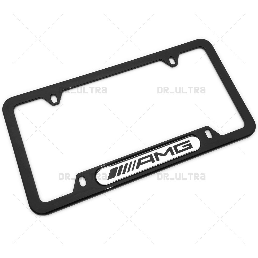 Gloss Black Front or Rear AMG Sport Logo Emblem License Plate Frame Cover Gift