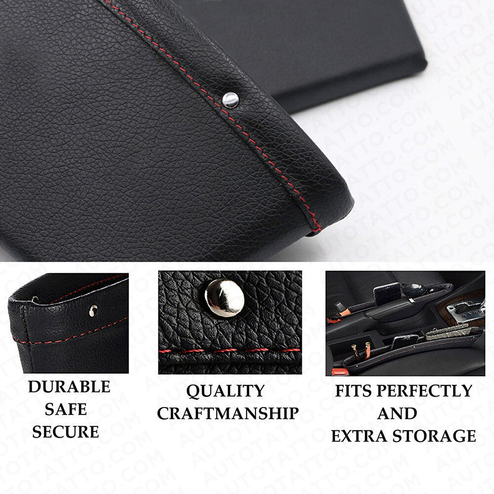 2x Leather Catch Caddy Car Seat Console Gap Filler Side Organizer Pocket Storage