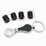 F-SPORT Real Carbon Fiber Car Wheel Tire Air Valve Caps Cover Keychain Ring Stem