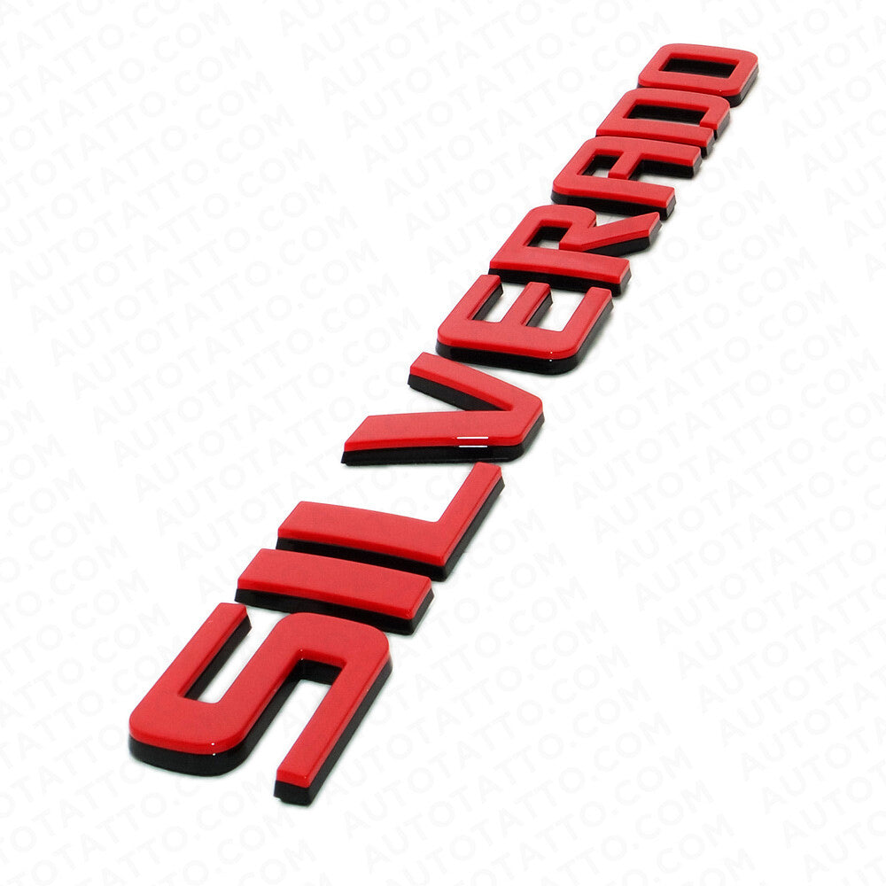 For Chevy Red & Black Silverado Fender Tailgate Logo Nameplates Letter 3D Emblem