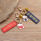 Cute Lucky Cat Keychain Keyring Blessing Word for Keys or Couple Bag Decoration