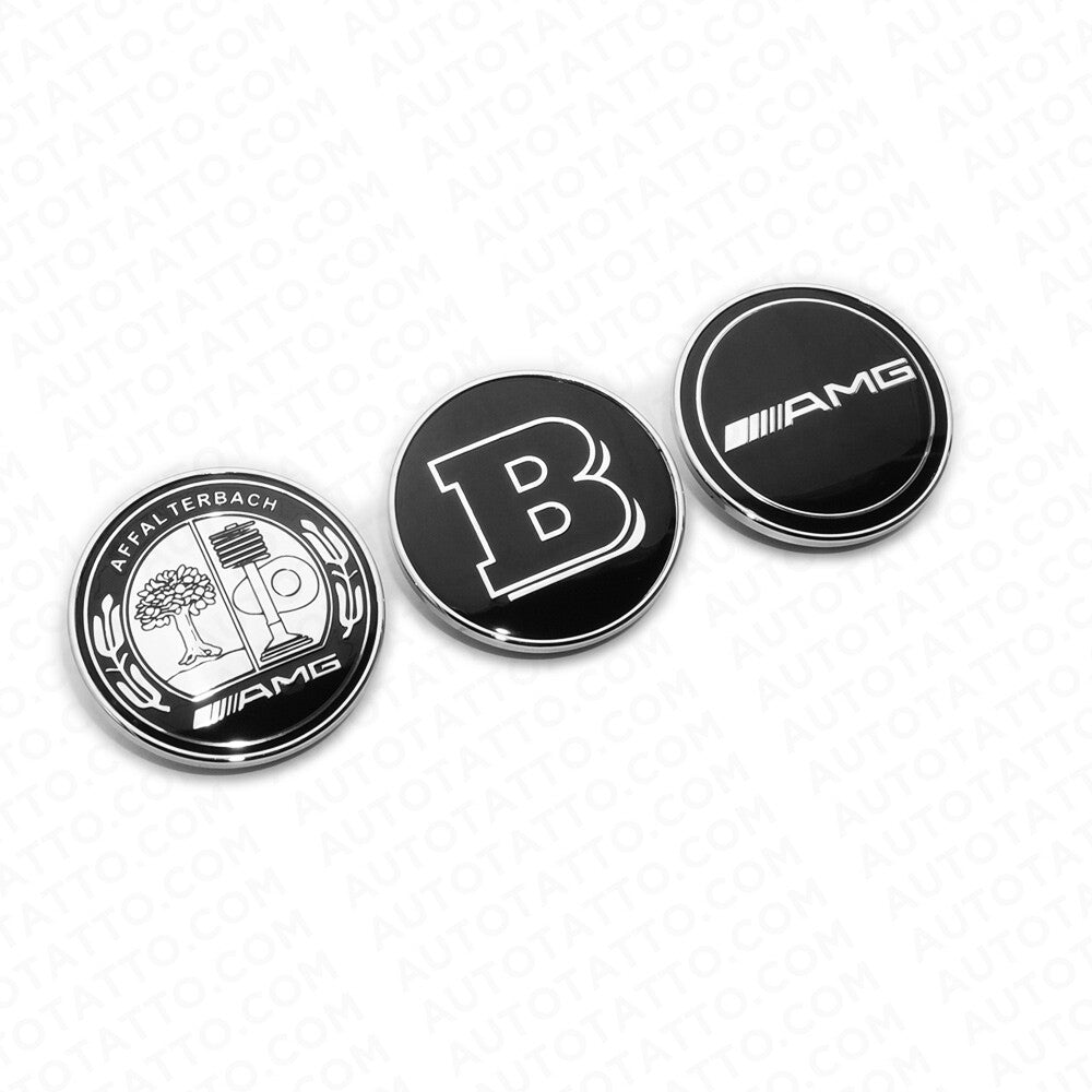 Universal Mercedes Brabus Black Hood Flat Adhesive Badge Logo Emblem AMG Sport