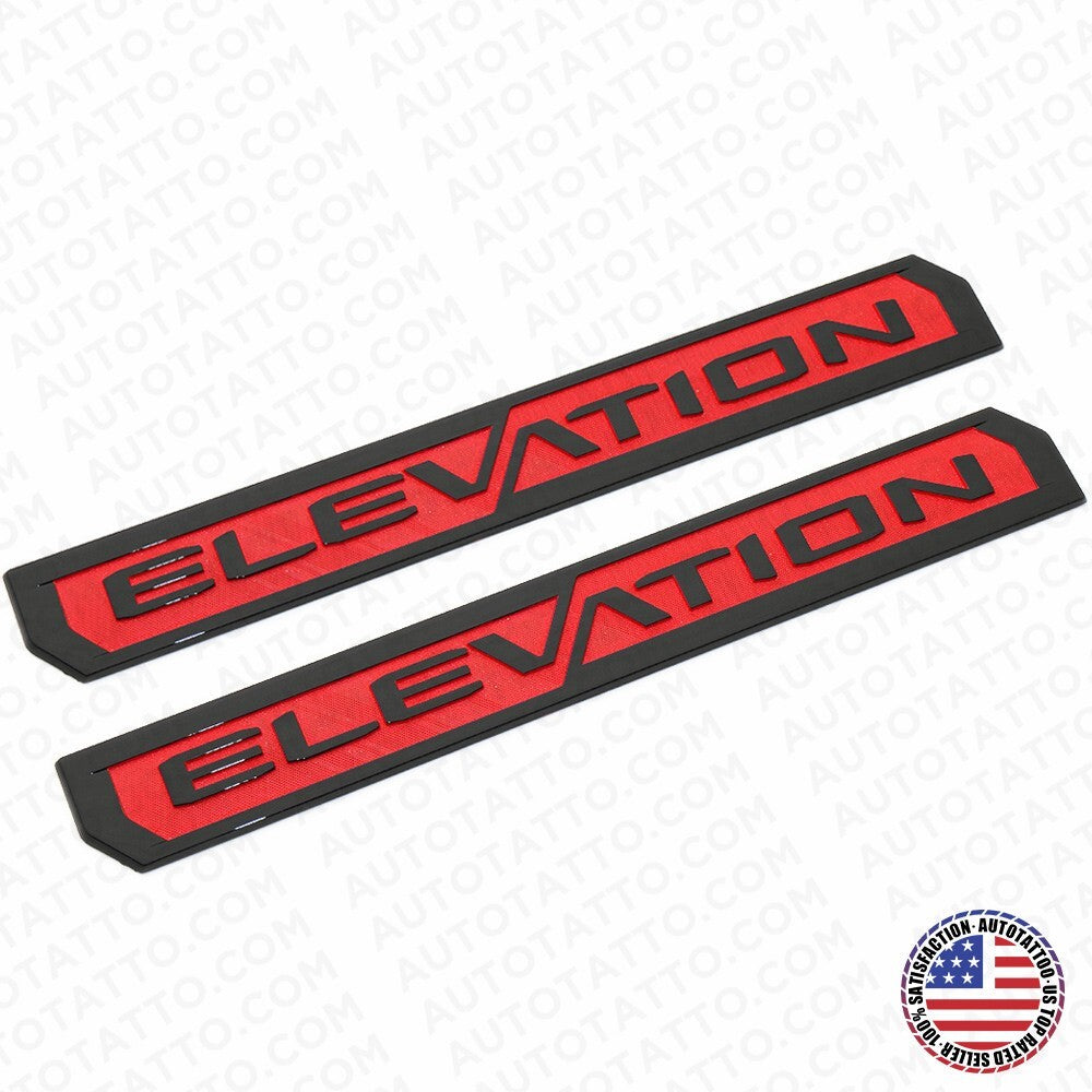 2x 19-23 GMC Sierra Elevation Front Door Left Right Nameplate Emblem Black & Red