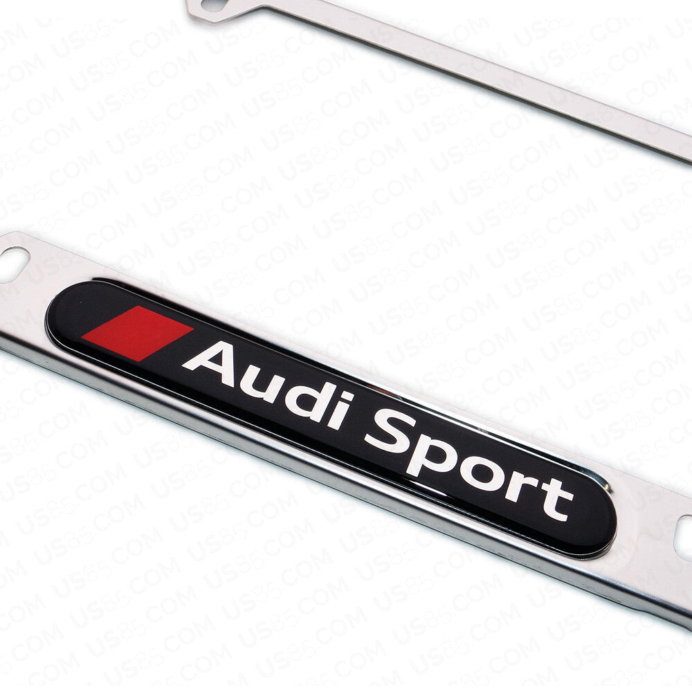 Chrome Stainless Steel Front Rear Audi Sport Logo License Plate Frame Cover Gift