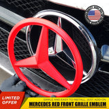 Mercedes-Benz Front Grill Overlays Add-On Logo Cover Emblem AMG Sport 3D Red