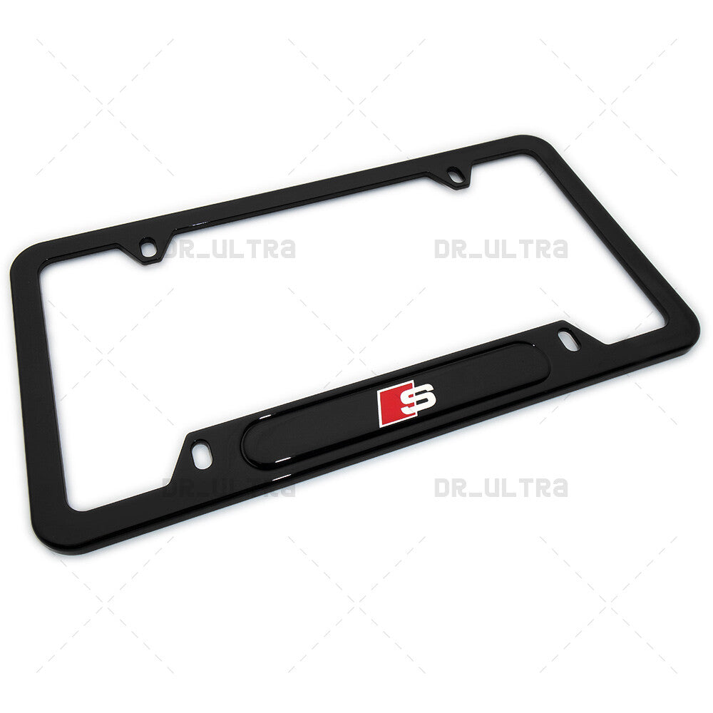 Gloss Black Front or Rear Audi S Logo Emblem License Plate Frame Cover Gift