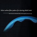 Universal Blue Carbon Fiber Car Steering Wheel Cover Non Slip Protector Decorate