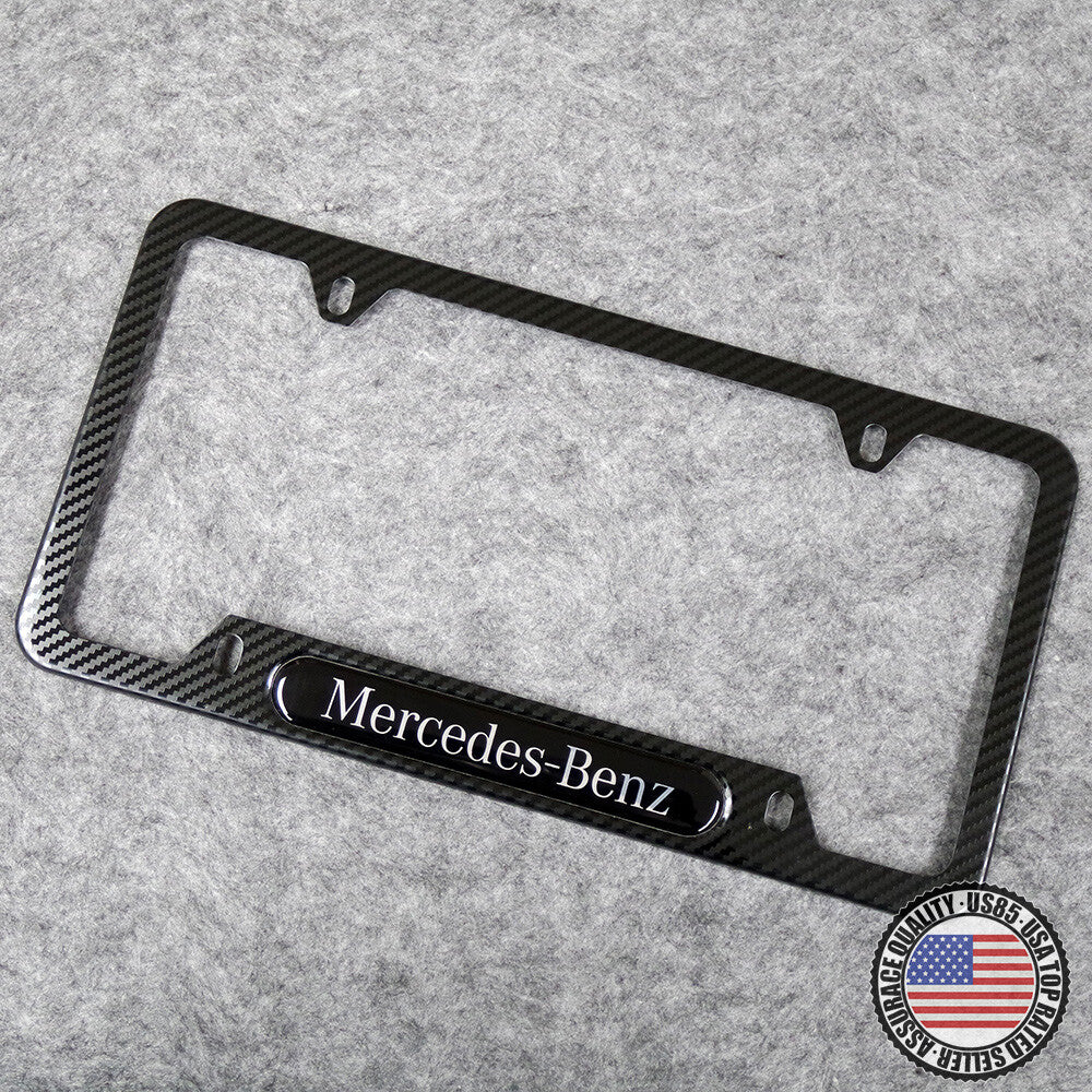 For Mercedes-Benz Sport Carbon Fiber Texture License Plate Frame Cover Gift