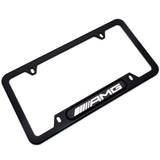 Black Stainless Front Rear Emblem License Plate Frame Cover Gift For AMG Sport