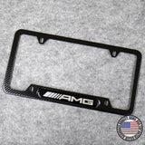 For Mercedes-Benz AMG Sport Carbon Fiber Texture License Plate Frame Cover Gift